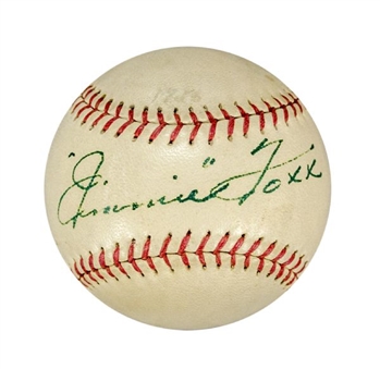 Worlds Finest and Highest Ever Graded Jimmie Foxx Single Signed Baseball (Graded PSA 8.5)